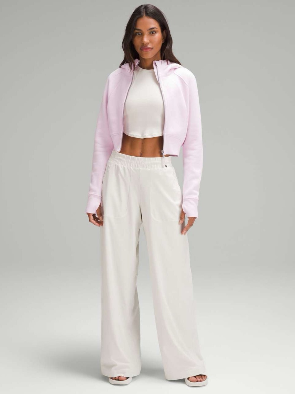 Lululemon Scuba Full-Zip Cropped Hoodie in Meadowsweet Pink